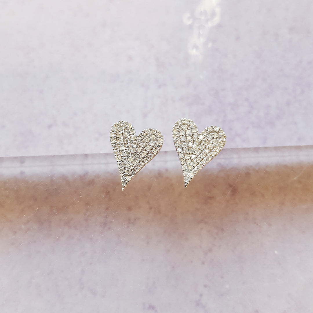 Diamond Pave Heart Studs