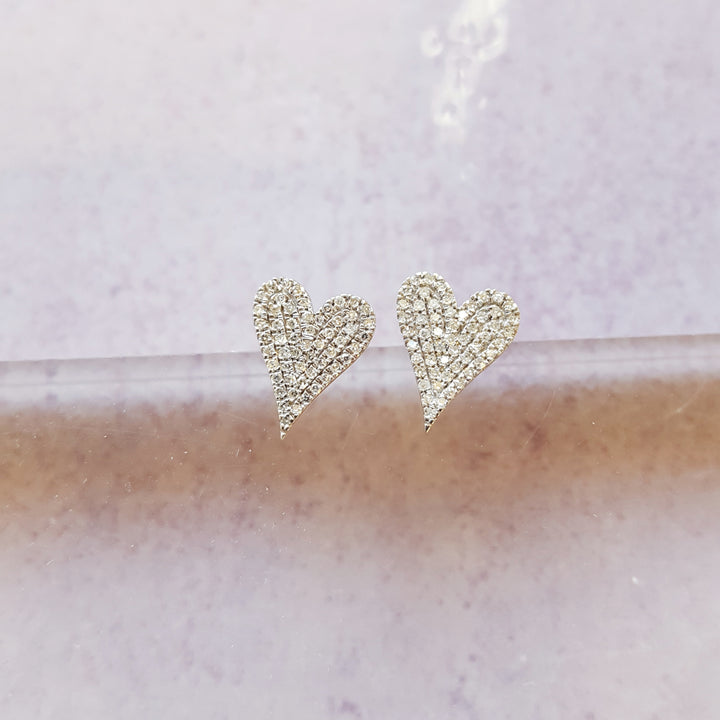 Diamond Pave Heart Studs