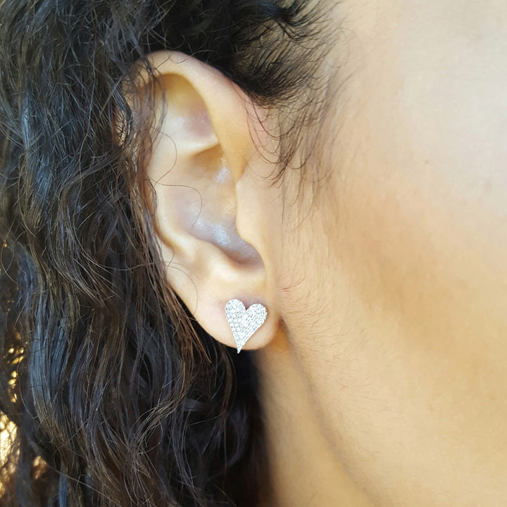Diamond Pave Heart Studs