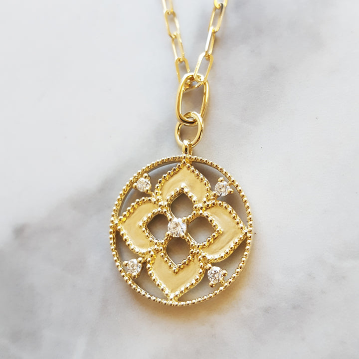 Sun Medallion Diamond Petite Pendant