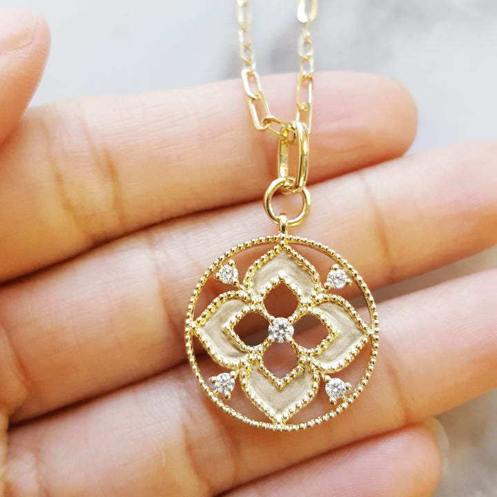 Sun Medallion Diamond Petite Pendant