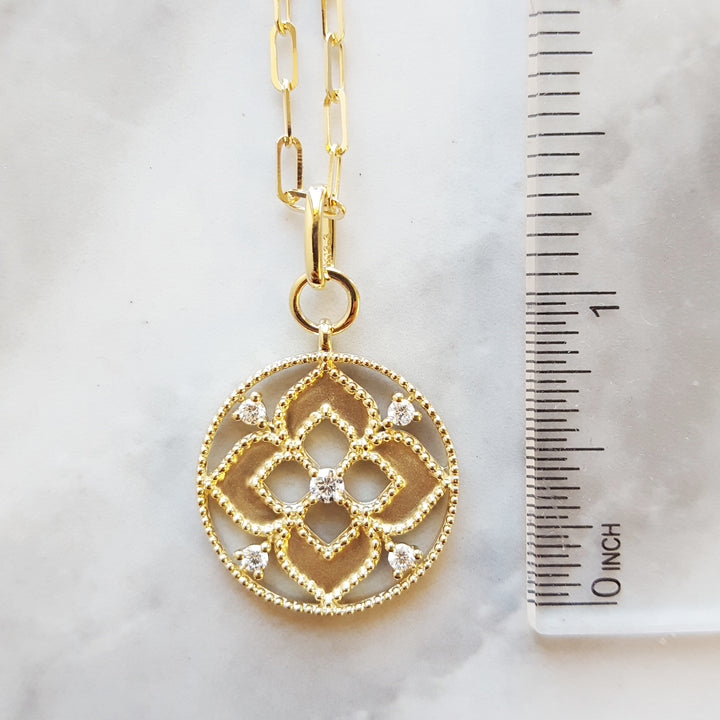 Sun Medallion Diamond Petite Pendant