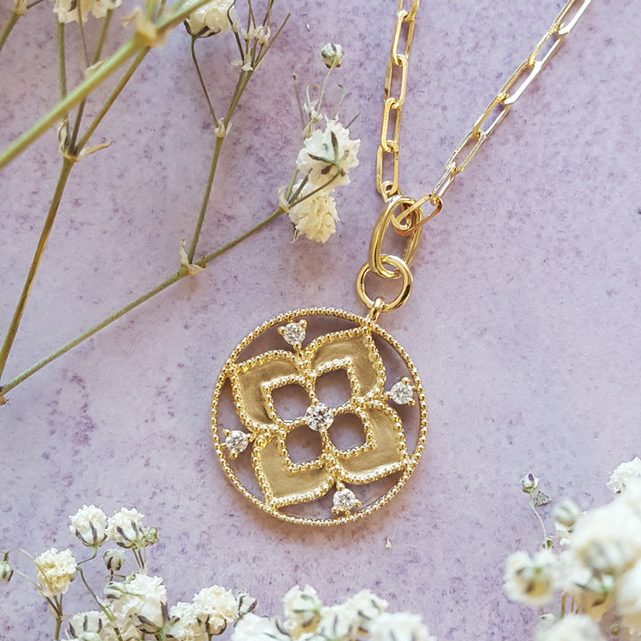Sun Medallion Diamond Petite Pendant