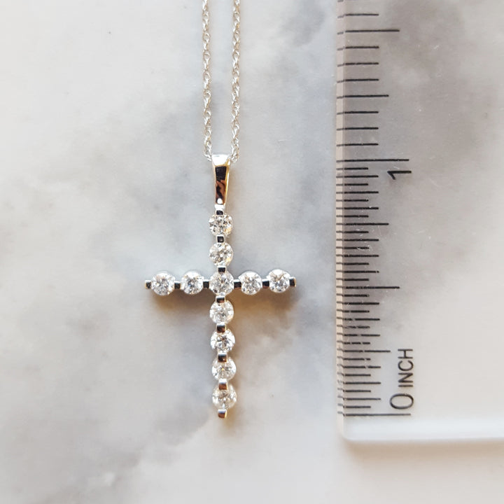 14k Gold Graceful  Diamond Cross Pendant
