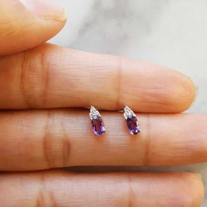 Petite Brazilian Amethyst Studs