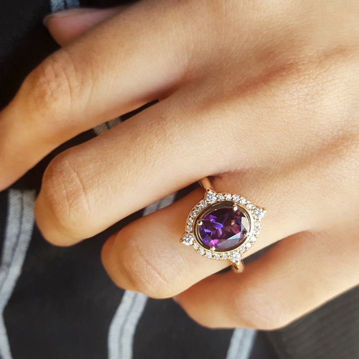 Four Peaks Amethyst Compass Ring