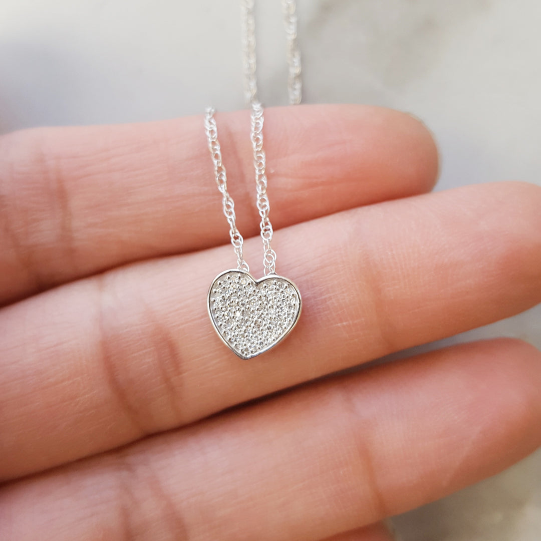 Silver Diamond Heart Necklace