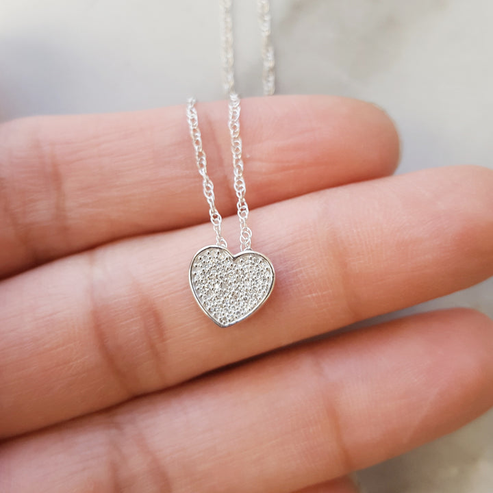 Silver Diamond Heart Necklace