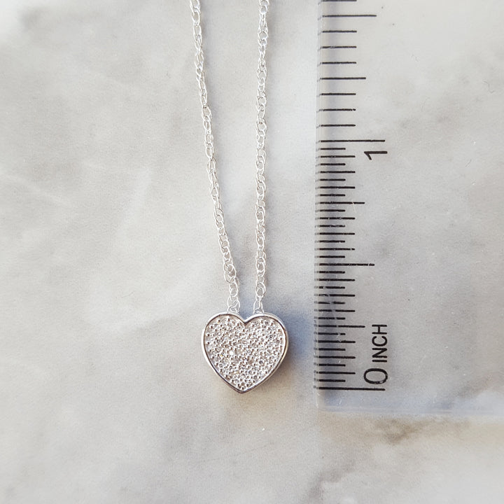 Silver Diamond Heart Necklace