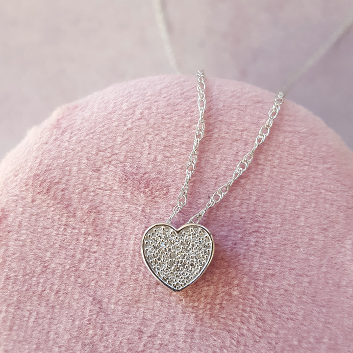 Silver Diamond Heart Necklace