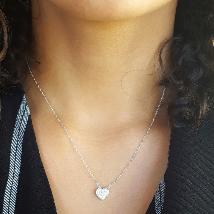 Silver Diamond Heart Necklace
