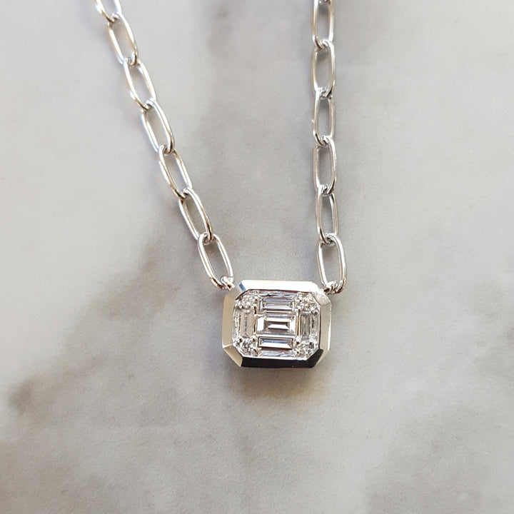 Paperclip Diamond Solitaire Pendant
