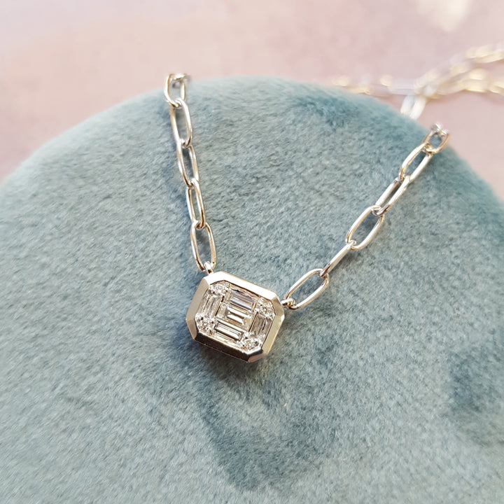 Paperclip Diamond Solitaire Pendant
