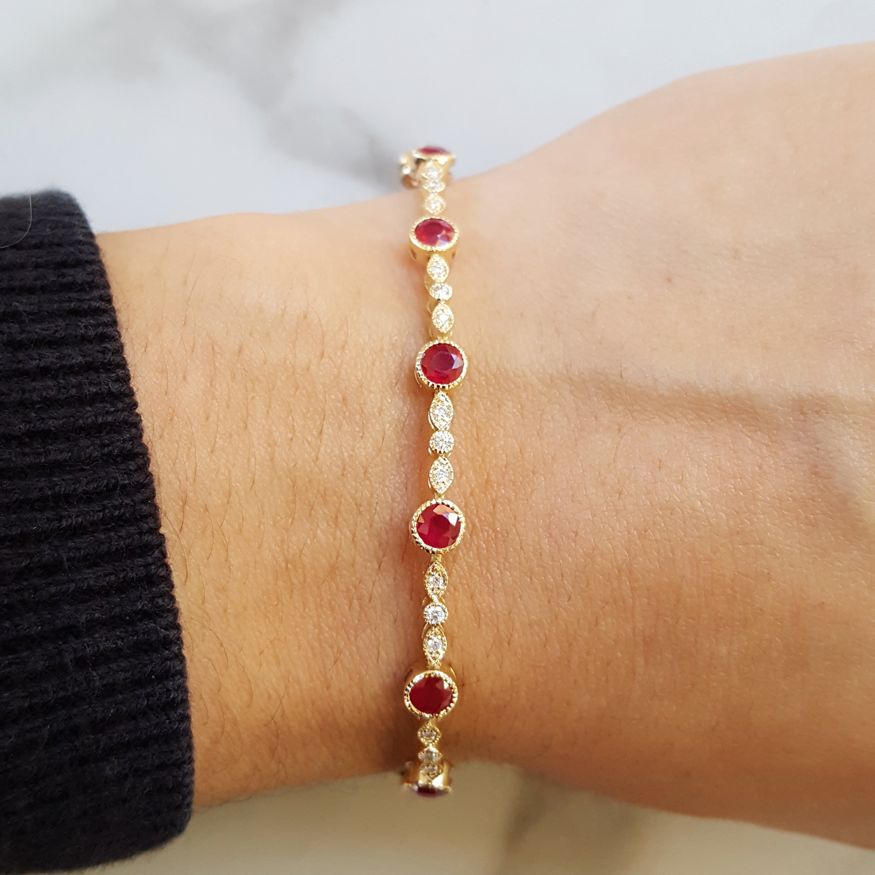 Vintage Bezel Ruby Bracelet – Sami Fine Jewelry