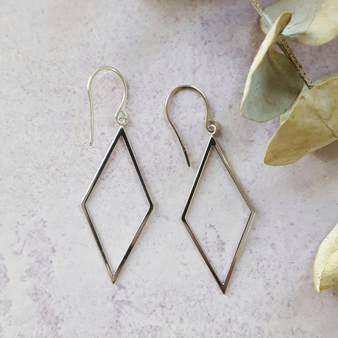 Diamond Shape Gold Earrings - Main Image