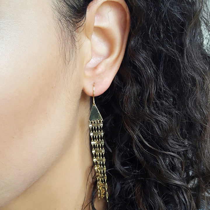 Yellow Gold Tassel Earrings