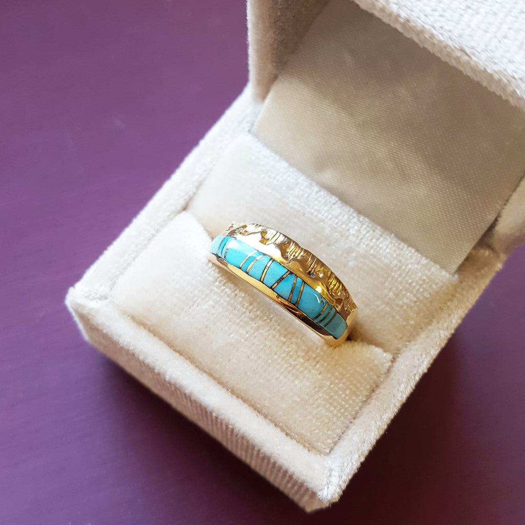 Stamped Sleeping Beauty Turquoise Ring – Sami Fine Jewelry