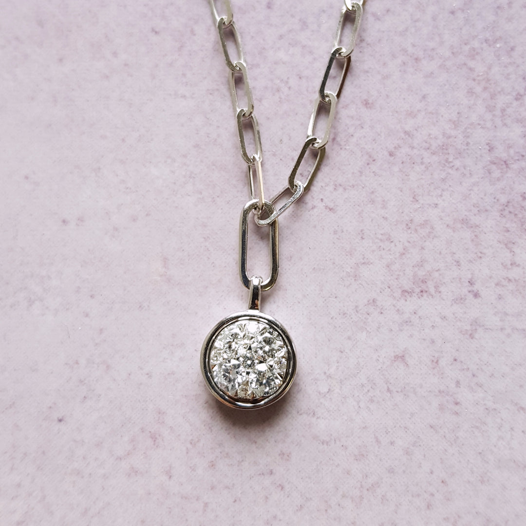 Diamond Cluster Paperclip Lariat
