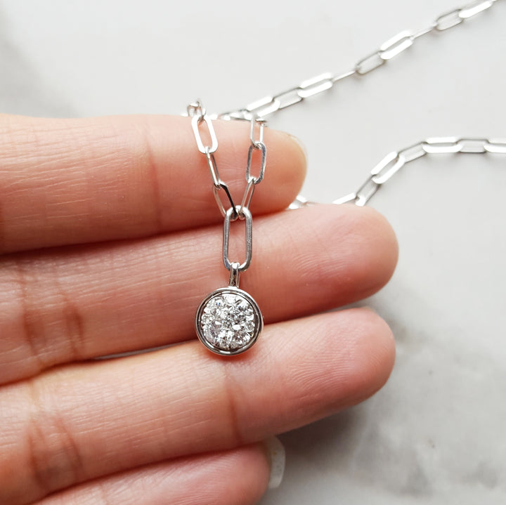Diamond Cluster Paperclip Lariat