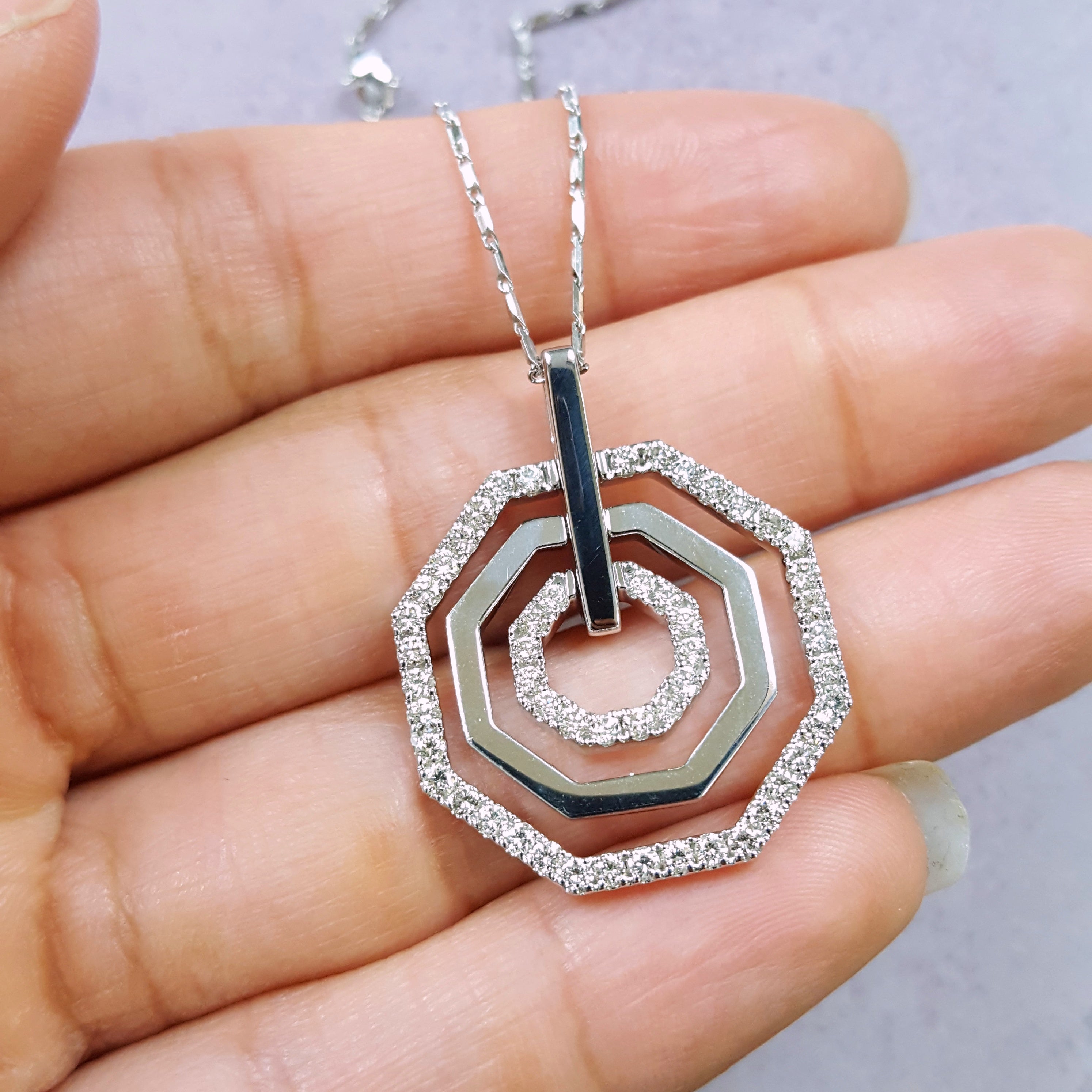 Layered Diamond Hexagon Pendant – Sami Fine Jewelry