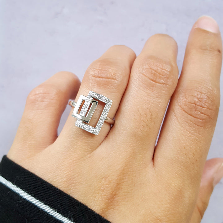 Modern Diamond Square Ring