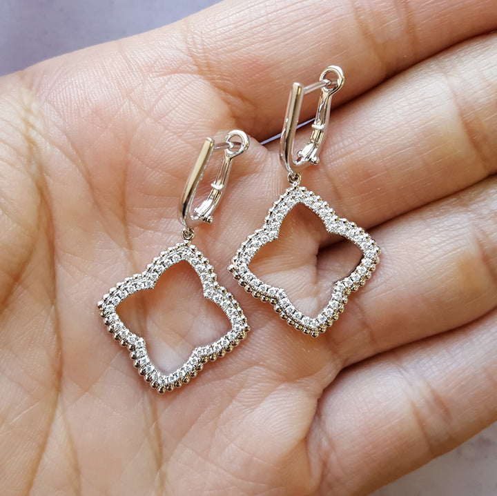 Diamond Four Leaf Earrings