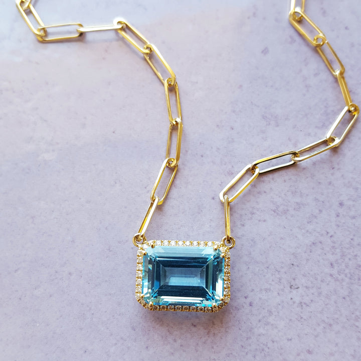 Paperclip Blue Topaz Necklace