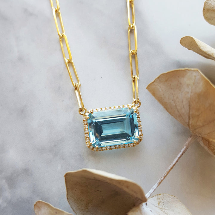 Paperclip Blue Topaz Necklace