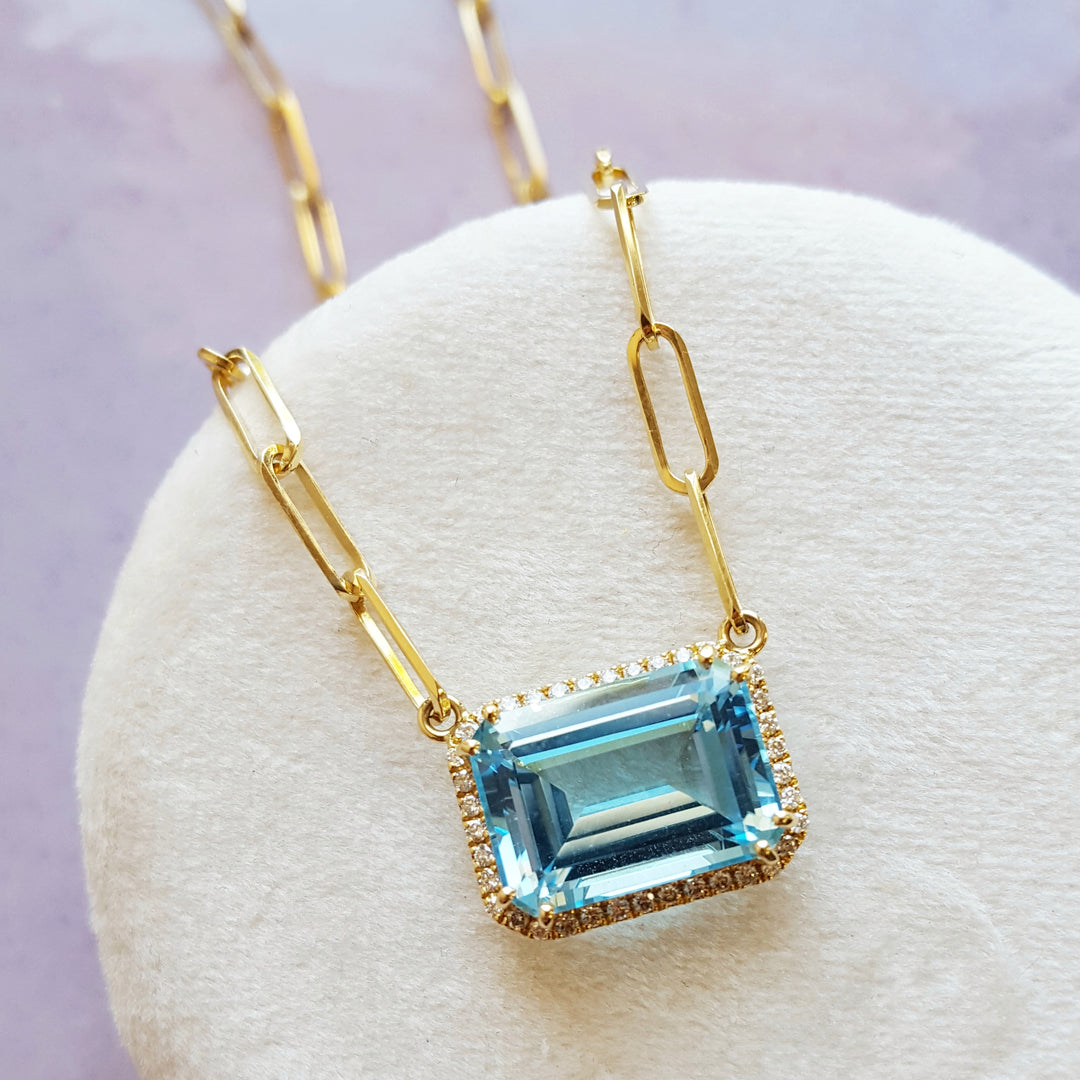 Paperclip Blue Topaz Necklace