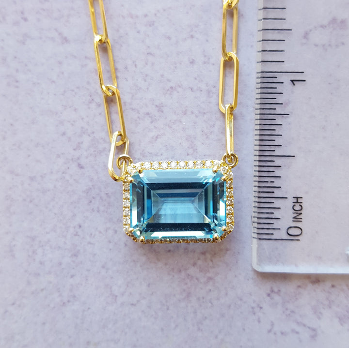 Paperclip Blue Topaz Necklace