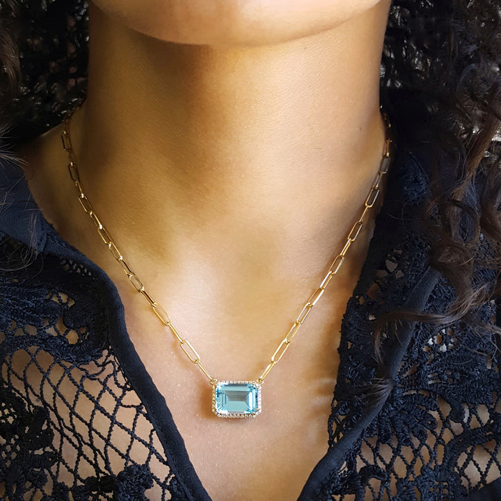 Paperclip Blue Topaz Necklace