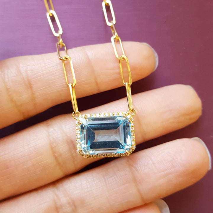 Paperclip Blue Topaz Necklace