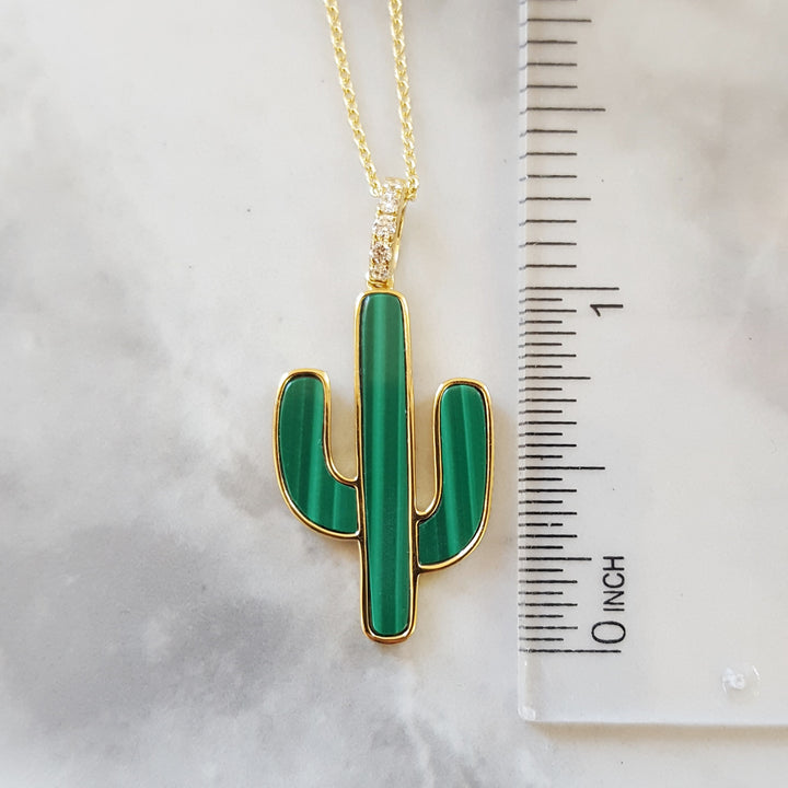 Malachite Saguaro Cactus Pendant