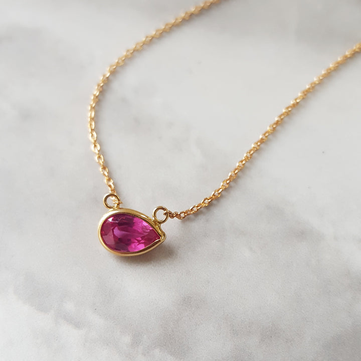 Pink Sapphire Everyday Oblong Necklace