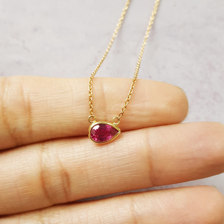 Pink Sapphire Everyday Oblong Necklace