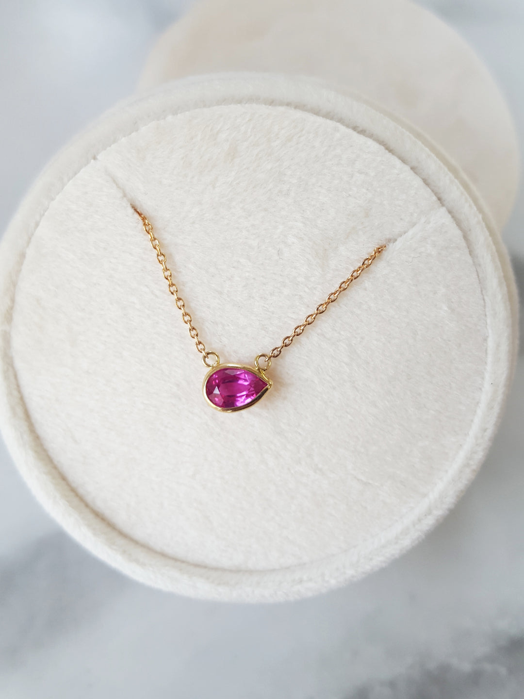 Pink Sapphire Everyday Oblong Necklace
