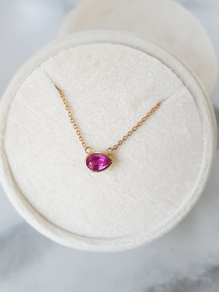 Pink Sapphire Everyday Oblong Necklace