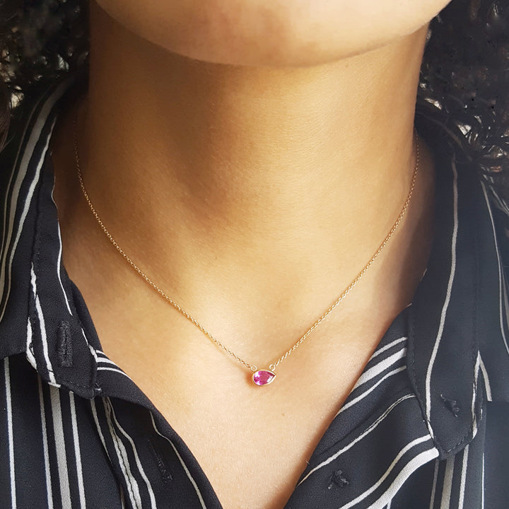 Pink Sapphire Everyday Oblong Necklace