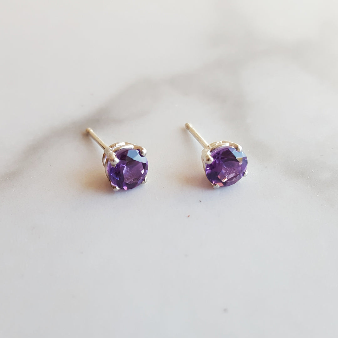 Sterling Silver Simple Birthstone Studs