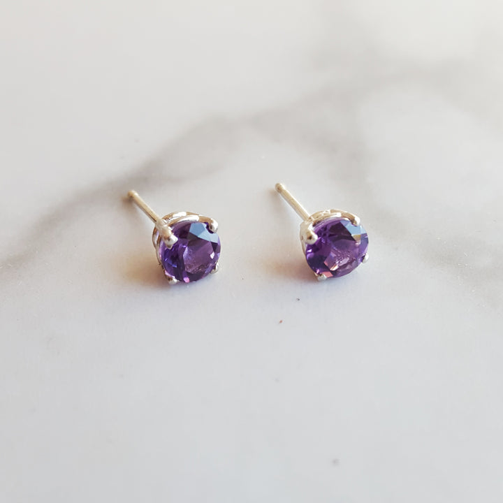 Sterling Silver Simple Birthstone Studs