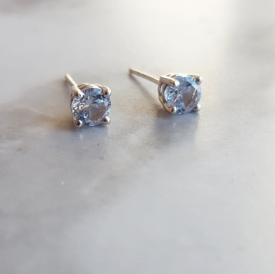 Sterling Silver Simple Birthstone Studs