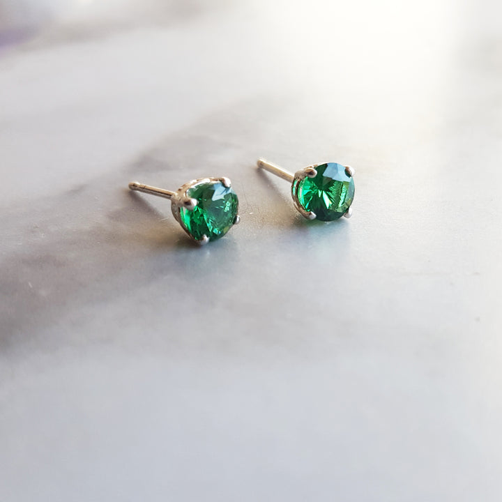 Sterling Silver Simple Birthstone Studs
