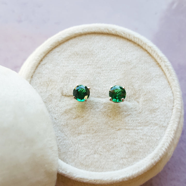 Birthstone Emerald Studs