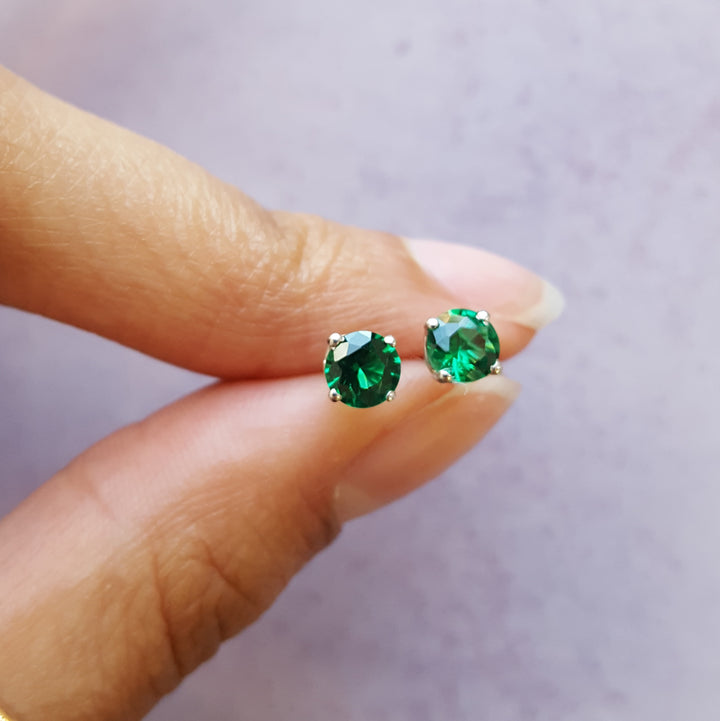 Birthstone Emerald Studs