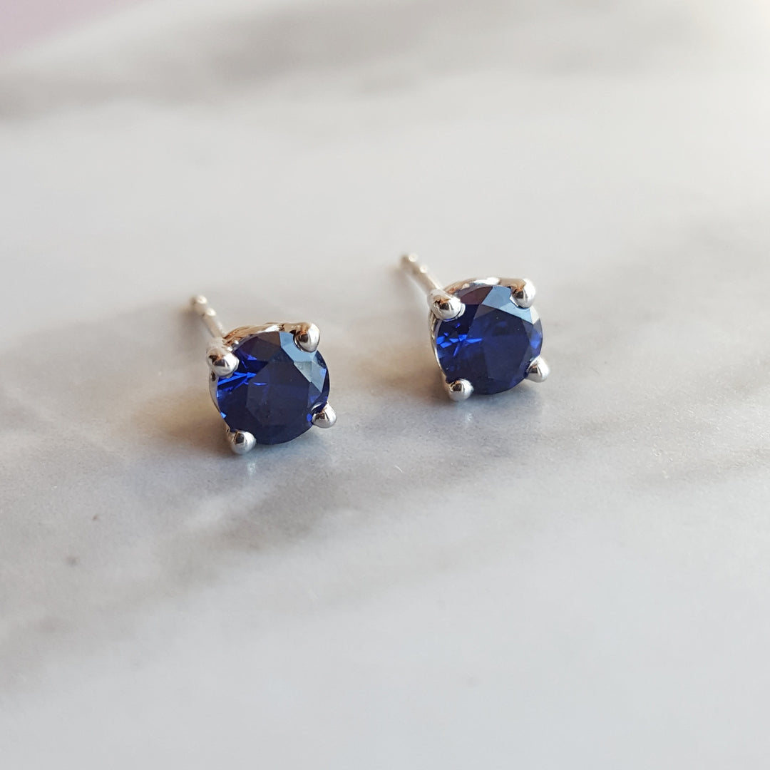 Sterling Silver Simple Birthstone Studs