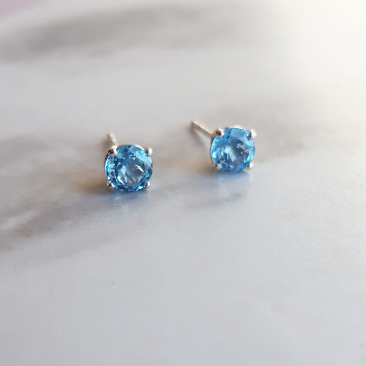 Sterling Silver Simple Birthstone Studs