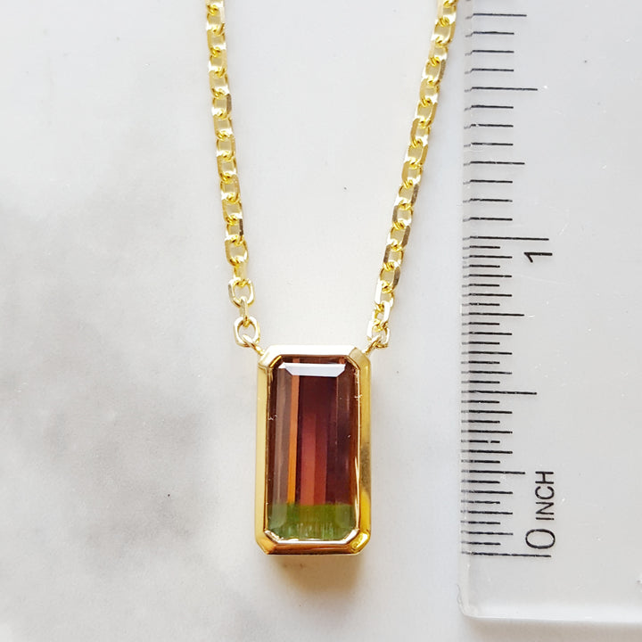 Watermelon Tourmaline Bar Pendant