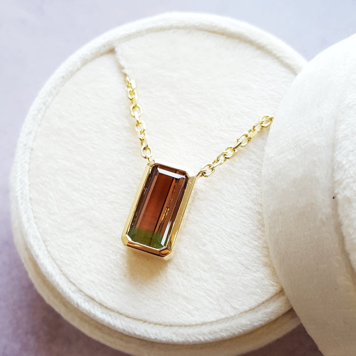 Watermelon Tourmaline Bar Pendant