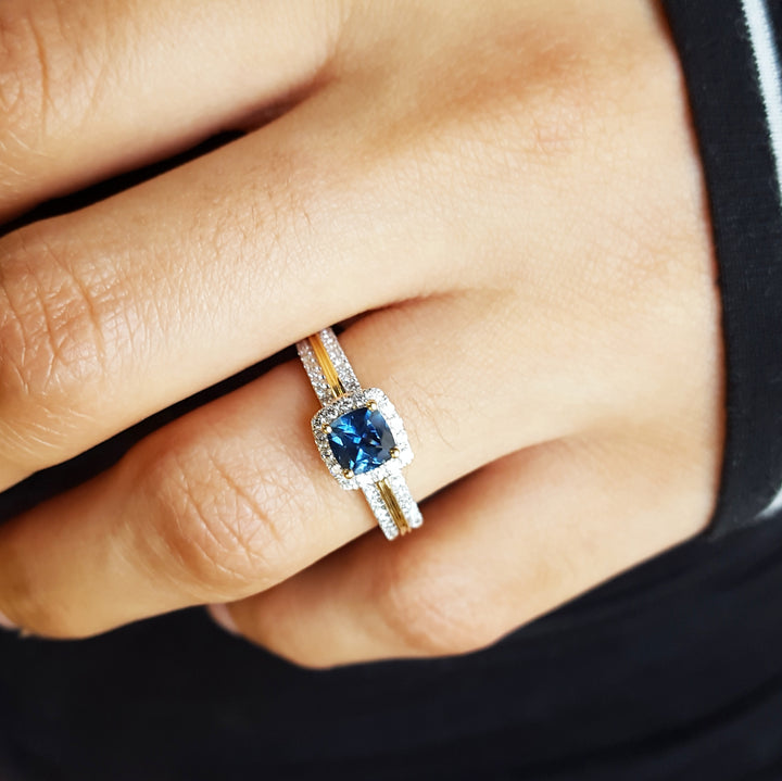Vintage Triple Band Montana Sapphire Ring