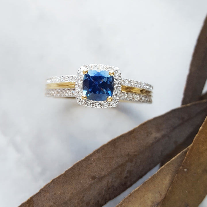 Vintage Triple Band Montana Sapphire Ring